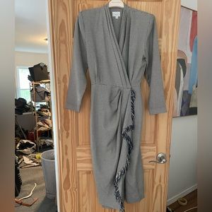 Vintage houndstooth wrap dress with fringe